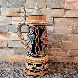 German beer stein with musical wind up